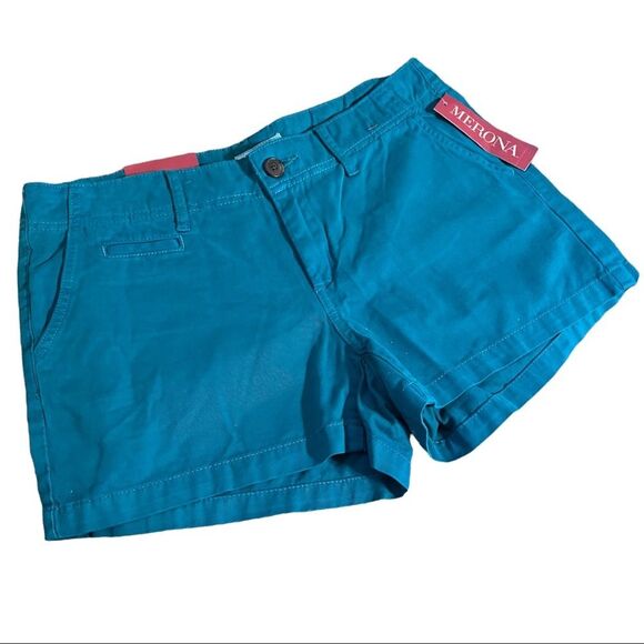 NWT Merona Sz 4 Women's Chino Shorts turquoise color - Picture 1 of 8
